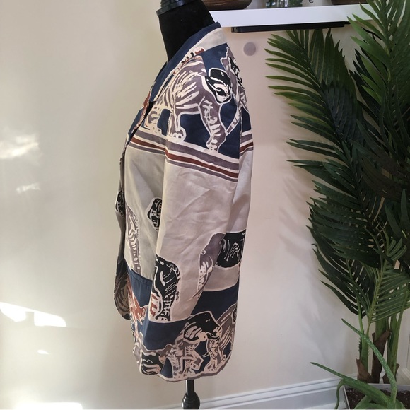 90’s Maurizio Ramani Zebra Print Jacket Blazer Tan Blue Small - Picture 3 of 7